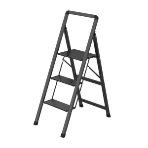 Escaleras de aluminio plegables delgadas para el hogar modernas, taburete de 3 escalones, silla de aluminio con mango largo