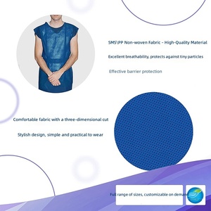 <span class=keywords><strong>Blouse</strong></span> SMS personnalisée en tissu PP Dobby, sans manches, pour patient, réversible, à manches courtes, <span class=keywords><strong>jetable</strong></span>, pour examen et isolation - Product Image 4