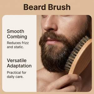 Brosse <span class=keywords><strong>de</strong></span> soin pour homme et barbe, fournie par l'usine, avec logo personnalisé gratuit, manche en bois <span class=keywords><strong>de</strong></span> hêtre, poils <span class=keywords><strong>de</strong></span> sanglier, peigne à <span class=keywords><strong>moustache</strong></span> - Product Image 3