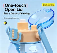 Bouteille d'eau en plastique grande capacité 900 ml avec paille et ouverture pour boire directement, étanchéité anti-fuite, antichoc et résistante aux chutes