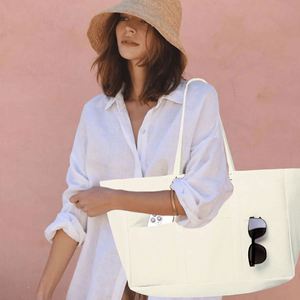 In Stock Fast Delivery <b>Large</b> Capacity Reusable Beach <b>Canvas</b> Cotton Shopping Bag - Product Image 1