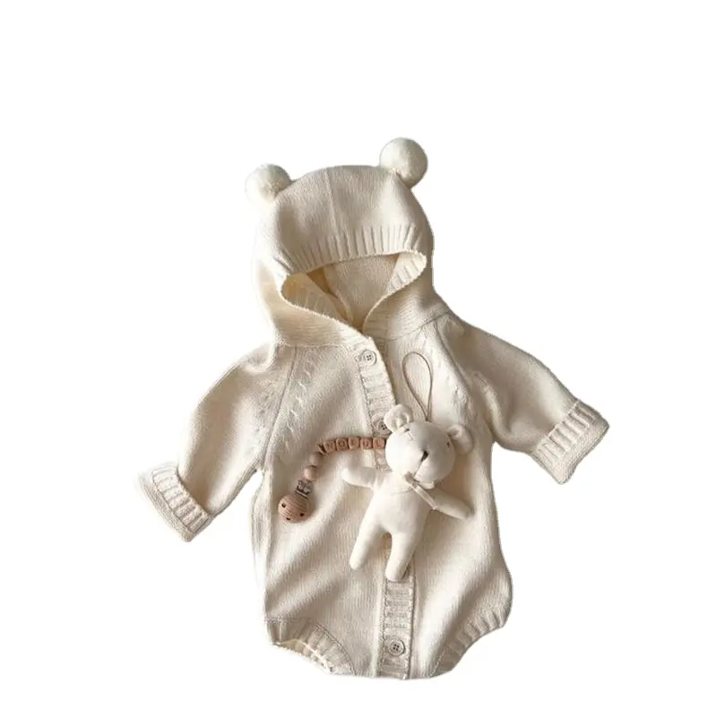 2024春と秋の新しい赤ちゃんロンパースリトルベア子供用ニットセーター新生児ジャンプスーツ
