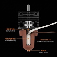 Kit Peningkatan Suhu Tinggi Creality K1/K1C/K1 Max Hot End Seri K1 Pemanas Keramik dengan Heat Sink