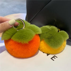 2025 anneau pendentif bibelots cadeau mignon doux pêche réel Rex lapin fourrure porte-clés en peluche balle jouet porte-clés en peluche balle prêt à expédier - Product Image 4