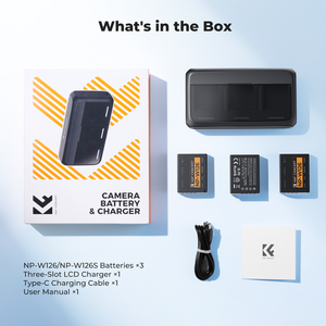 K&F Concept เหมาะสำหรับฟูจิฟิล์ม ชุดแบตเตอรี่กล้อง NP-W126 3 ก้อน พร้อมที่ชาร์จเร็ว ชุดแบตเตอรี่กล้องดิจิตอลแบบชาร์จซ้ำได้ - Product Image 6
