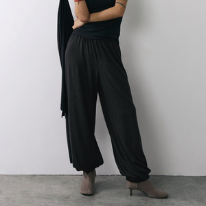Cross-border <strong>Harem</strong> <strong>Trousers</strong> European American Style 2026 Fall/winter New Arrival Dark Gray Viscose/cotton Elastic Waist Pants - Product Image 2