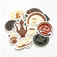 Autocollants Haoxuan Coffee Culture en PVC blanc, motifs géométriques pour cafetière et tasses, effet doré, graphismes mats, autocollants imperméables