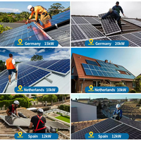 Kit de Sistema de Energía Solar de 10kw 5kw Europeo y Americano, Sistema Solar Híbrido Completo de 15kw 10kw para el Hogar, Fuera de la Red