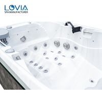 Bain à remous extérieur en acrylique, jacuzzi avec LED, hydromassage, spa à deux places pour usage extérieur