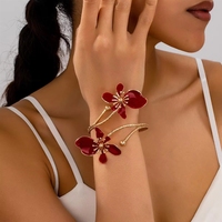 Brazalete Abierto de Flor Unisex de Moda, Chapado en Oro, de Aleación de Cobre con Certificación CE - Regalo