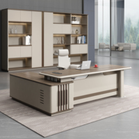 Escritorio de Oficina de Alta Gama en Forma de L, Antiarañazos, Liso, Ordenado y Elegante, con Muebles de Almacenamiento para Gerentes y Jefes