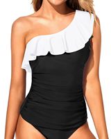 Ensemble de bikini réversible à volants deux pièces, maillot de bain imprimé modeste pour femmes