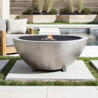 Table de foyer extérieur moderne en acier inoxydable avec revêtement en poudre, sans fumée, pour cuisson en plein air, YIJIE 60 cm 80 cm 24 pouces