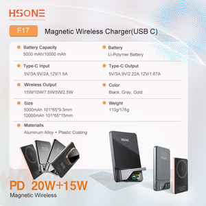 Batterie externe magnétique sans fil LF17 15W avec support dissimulé, ultra-mince 9,3 mm en aluminium aérospatial, écran TFT pour téléphone, montre et écouteurs - Product Image 4