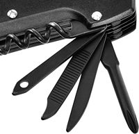 Couteau de poche multifonction industriel en acier 15-en-1 avec lame de scie et ciseaux, étui inclus, pour la randonnée, le camping et la survie, noir