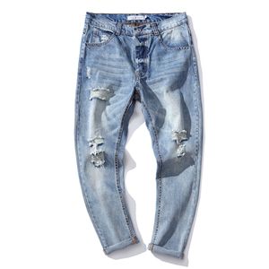 GZY 2020 Stock <span class=keywords><strong>Jeans</strong></span> originali alla moda da uomo <span class=keywords><strong>Jeans</strong></span> strappati Skinny con pietra lavata a basso costo - Product Image 4