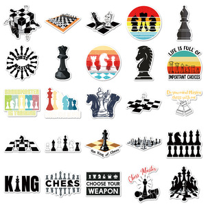 Autocollants d'échecs HOYO, 50 pièces/ensemble, <span class=keywords><strong>Roi</strong></span> <span class=keywords><strong>Reine</strong></span> Tour Évêque Cheval Jeu de stratégie de maîtrise du jeu Autocollants de décalcomanies - Product Image 2