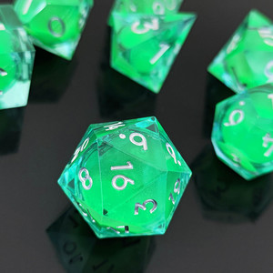 Jeu de dés RPG lumineux de nuit en résine de sables mouvants à paillettes naturelles Dés du MDN à bord tranchant phosphorescent pour donjons <span class=keywords><strong>et</strong></span> dragons - Product Image 5