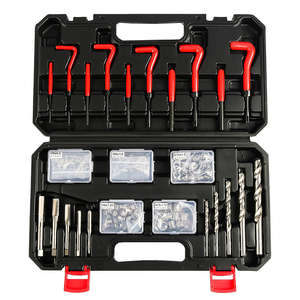 หัวก๊อกหัวเทียนเหล็กกล้าคาร์บอนแบบมือถือ131ชิ้น, อุปกรณ์ซ่อมเกลียวสำหรับเครื่องมือติดตั้งรถยนต์ - Product Image 1