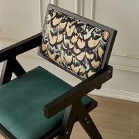 Fauteuil à motifs de style moderne du milieu du siècle, fauteuil Chandigarh rembourré avec accoudoirs, chaises de salle à manger en bois de style bohème, lot de 2/4