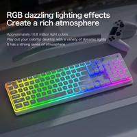 Clavier sans fil M104 RGB Tri-mode, batterie de 4000 mAh, 104 touches, ultra-plat, membrane silencieuse, compatible Windows