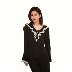 WanBao Pyjama à manches longues grande taille femmes pyjama modal pour femmes pyjama de détente - Product Image 1