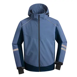 men's clothing winter reflective sky blue plain nylon satin windbreaker jacket men