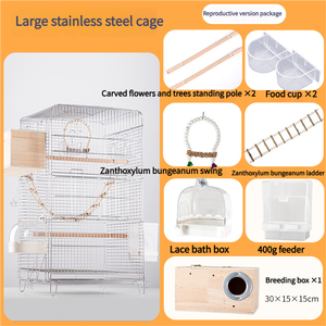 Jaula de cría de canarios de loro de Metal grande profesional Bandeja de plástico fácil de limpiar Jaula de pájaros resistente Caja de configuración simple embalada - Product Image 6