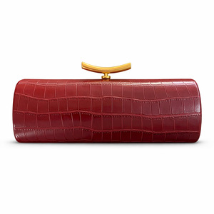 Black PU Crocodile Clutch Bag with Gold Tone Handle and Chains Strap Fashion Evening Party Handbag Solid Pattern <b>Clip</b> Closure - Product Image 2