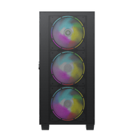 GAMEMAX Used 2022 Factory Design Micro ATX Mid Tower PC Case HD USB3.0 12cm Tempered Glass Black Cooling Fans Gaming Computer