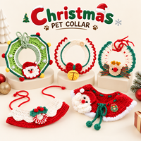 Écharpe de Noël personnalisée pour animaux de compagnie, tricotée à la main, collier-bavoir pour chien et chat, doux, festif, chaud, accessoire pour le cou, vêtements de fête OEM ODM pour chiots et chatons