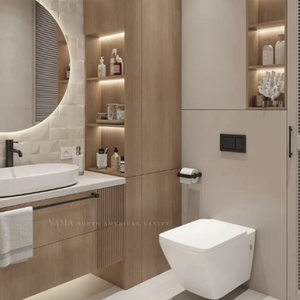 VAMA-tocador de baño de madera de roble rojo, diseño moderno para el hogar, nuevo listón, <span class=keywords><strong>combo</strong></span> con fregadero, 2022 - Product Image 3