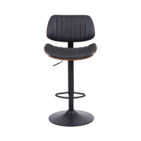 Tabouret de bar commercial moderne de luxe réglable avec vérin à gaz, revêtement en PU/PVC, pivotant, structure en fer, accoudoirs fixes, pour bar à domicile et salle à manger d'hôtel