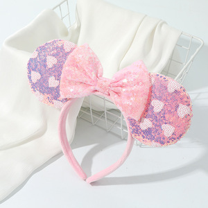 2025デザインミッキー耳ヘッドバンド甘いハートピンクベルベットマウス耳ヘッドバンドアクセサリーマウスヘッドバンド - Product Image 6