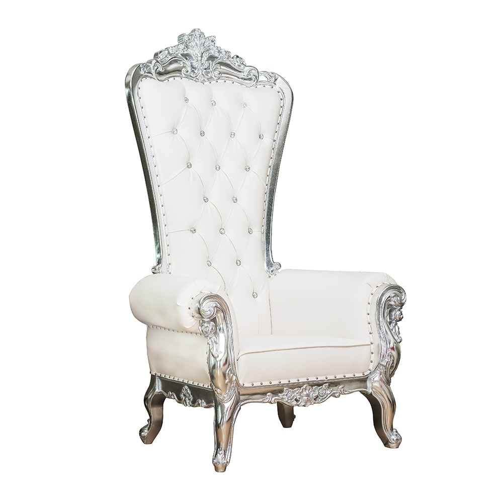 High Quality Wedding White And Silver Throne Chairs