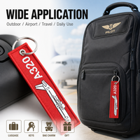 Porte-clés brodé personnalisé en promotion, étiquette brodée A320 avec logo sur mesure pour sac à dos, anti-perte
