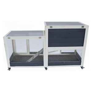 Yüksek kaliteli Bunny Hutch tavşan kafesi ile tekerlekler ahşap Pet House küçük ve orta hayvanlar için su geçirmez evcil hayvan kafesi - Product Image 2