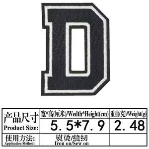 Nouveau patch thermocollant brodé intégral de 11,3 cm/7,9 cm avec logo lettre noire pour la décoration de vêtements et de chapeaux - Product Image 5