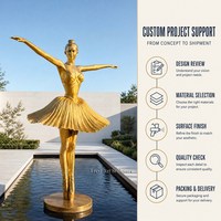 Fontaine personnalisée en bronze, statue de ballerine dorée, fontaine d'eau pour jardin extérieur, villa, hôtel, place publique, complexe hôtelier, vente en gros