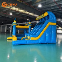 Ceyu Commercial Bleu Jaune Toboggan Gonflable Combo Maison de Rebond Château Gonflable à Double Voile Location de Fête pour Enfants Logo Personnalisé Usine
