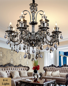 Lustre Moderne de Salon, Chandelier Cristal de Luxe pour Hôtels et Villas, Suspensions en <span class=keywords><strong>Verre</strong></span> Gris <span class=keywords><strong>Fumé</strong></span>, Éclairage Suspendu de Salon – Direct Usine - Product Image 3