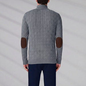 Custom Knitted Jacket Polo Knitwear Classic Winter <b>Long</b> Sleeve Cable Full Zip Cotton Sweater <b>Cardigan</b> <b>Men</b> - Product Image 4