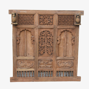 Haswani Handicrafts Jharokha en bois bleu antique, sculpté à la main, rustique, vintage, décoratif pour mur, maison, bureau, entrée - Product Image 1