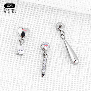 Boucles d'oreilles pendantes minimalistes en titane G23 ASTM F136, bijoux de piercing en forme de goutte d'eau - Product Image 1