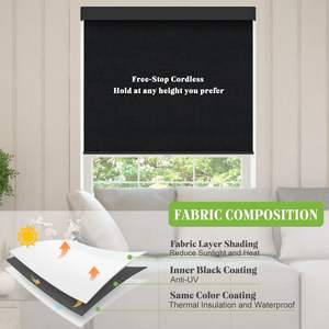 Stores occultants enroulables écologiques résistants à la décoloration, isolants thermiques, protection UV, sans cordon, avec cantonnière en polyester à arrêt libre - Product Image 2