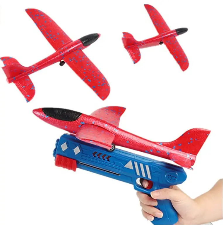 Airplane Toy Outdoor Play Kids Glider Flight Flying Foam Airplane Shoot Gun Pistol Toys Children Catapult Plane Launcher Toy