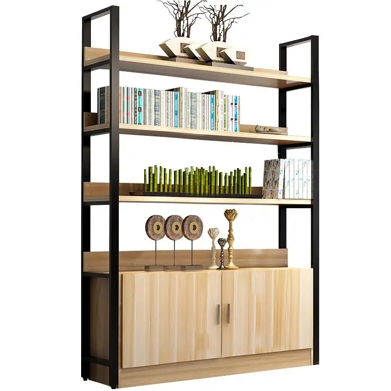 Custom Modern book shelf Design Wooden Display simple bookcase Wood Library Bookshelves Industrial Bookshelf with Back Panel