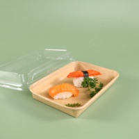 Boîte à dessert en papier kraft jetable, contenant pour gâteau tiramisu avec couvercle transparent pour sushis à emporter