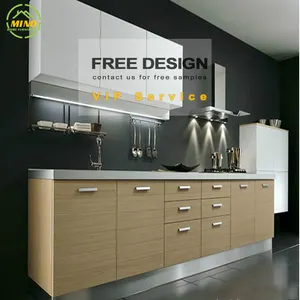 OEM ODM Cherry Melamine Board Hanging Design Solid Wood Plywood Smart Electric Kitchen Cabinet For Kitchen
