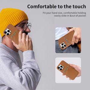 Hai thẻ có thể được chèn vào cho iPhone 16 15 PU vật liệu tái chế trường hợp điện thoại thân thiện với môi tái chế tuyên bố tiêu chuẩn trường hợp điện thoại - Product Image 4